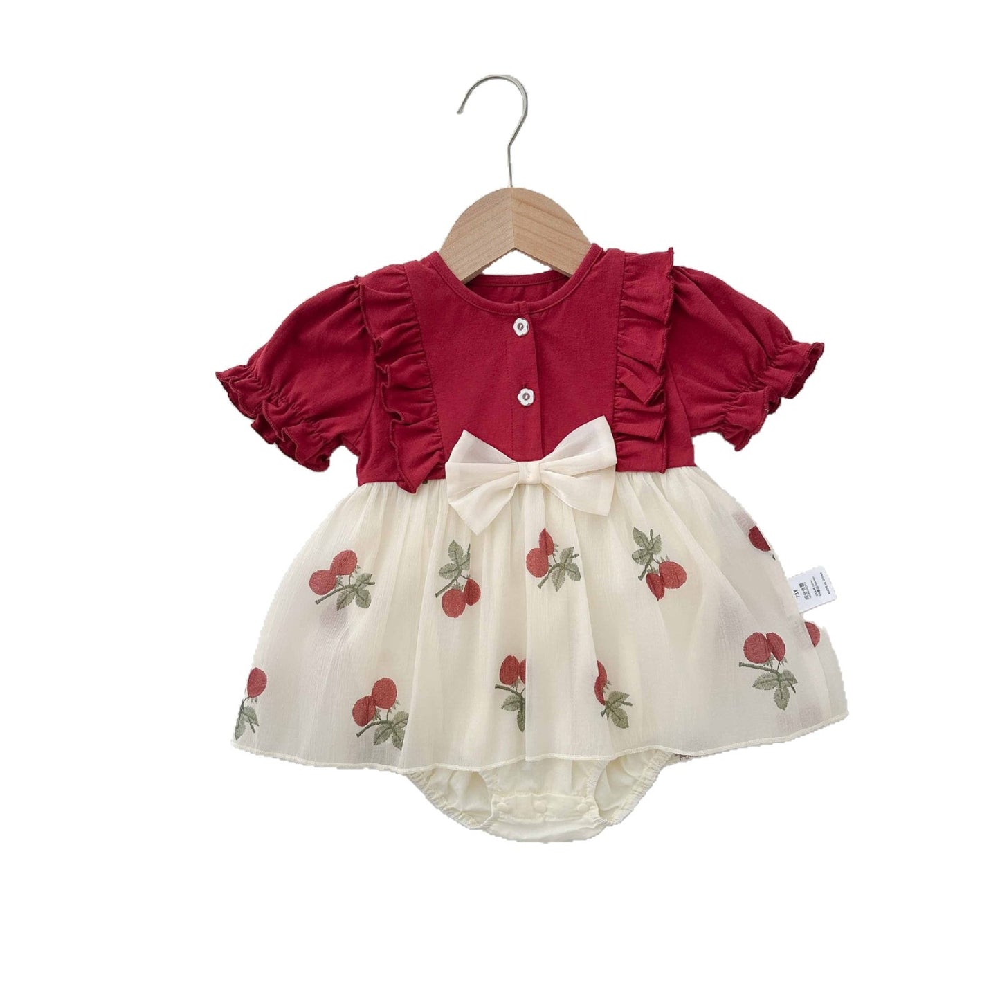 Summer Thin Clothes Western Style Lace Born Princess Red Jumpsuit, Climbing Suit