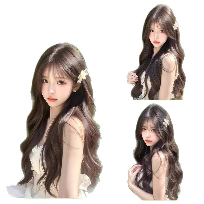 Female Four Korean Style Atmosphere Bangs Big Wave Artificial Hair Wig Long Curls