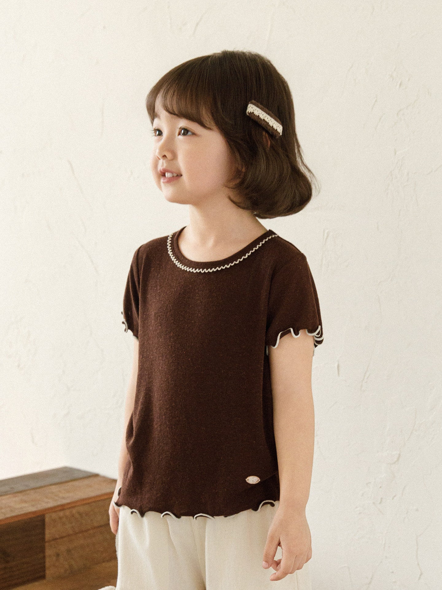 Vitality Stringy Seedge Short Sleeve Summer Snowflake Texture Sweet Cute Children's T-shirt