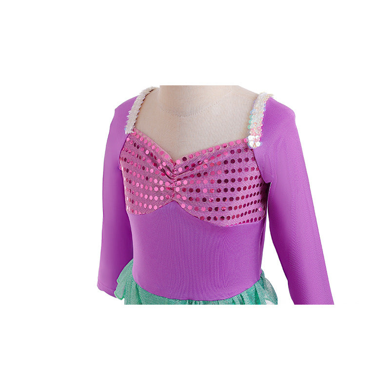 Children's Mermaid Princess Fish Tail Scale Ball Gown Children's Dress