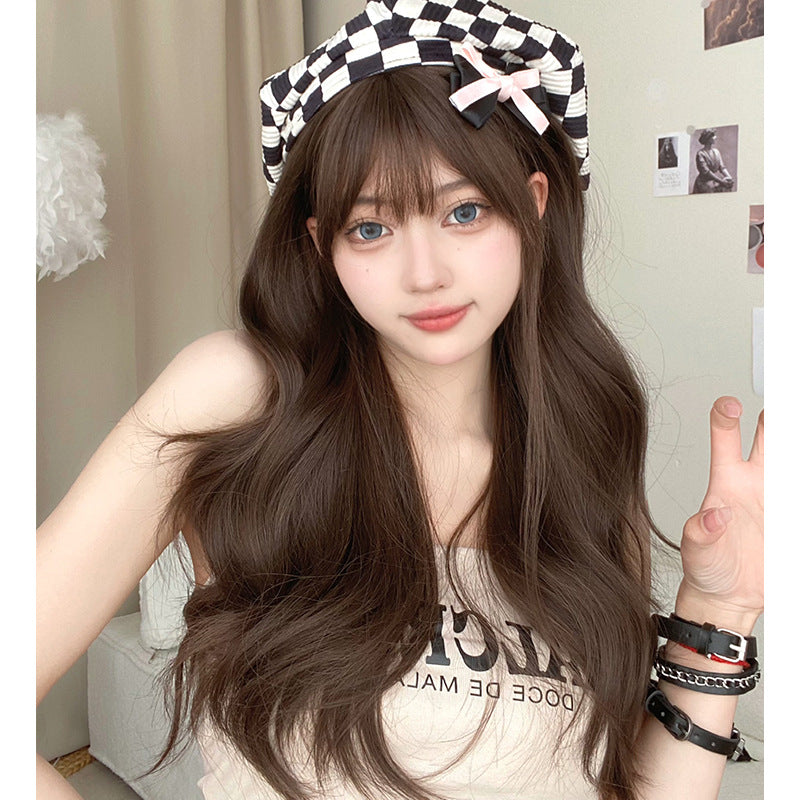 Women's Gentle Temperament Curly Hair Fashion Lady Big Wave Sheath Wig Long Curls