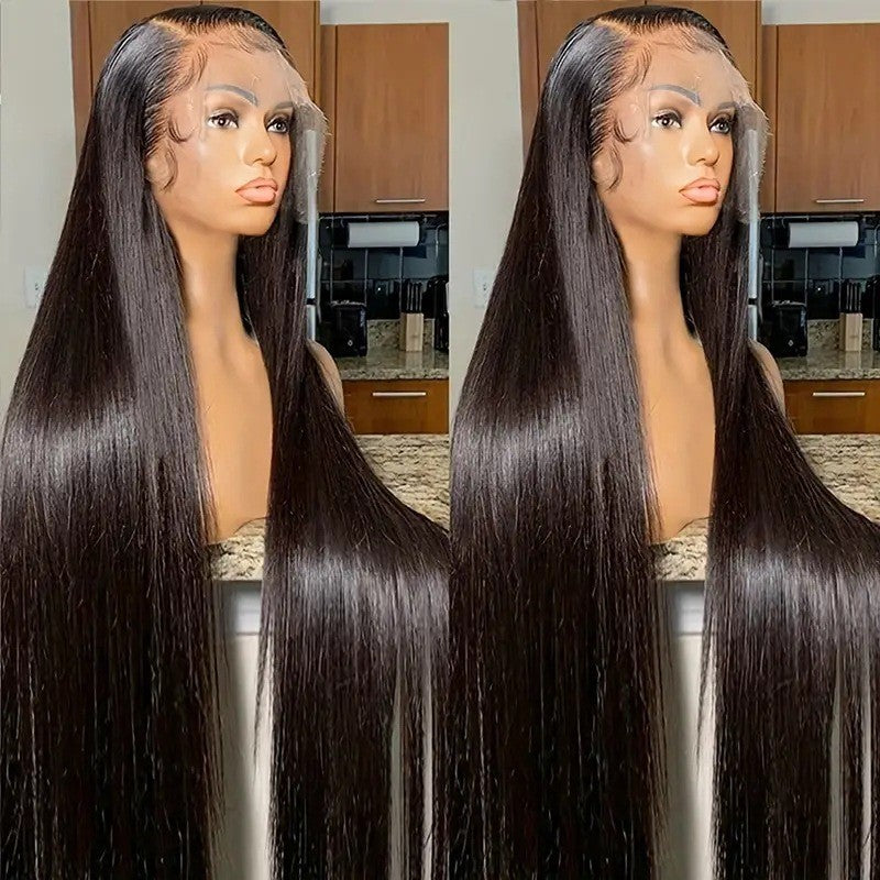 Popular Fashion Female Front Lace Middle Long Straight Wig