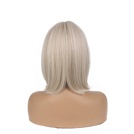 Head Cover Chemical Fiber Mixed Golden Fashion Straight Wig Short Curly Hair