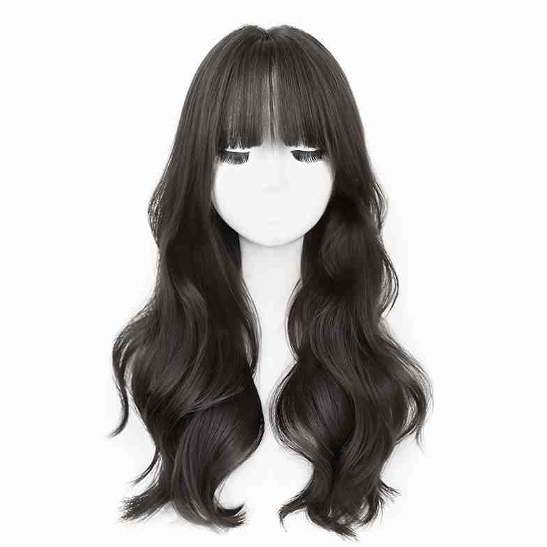 Air Straight Bangs Big Wave Gradient Curly Hair Natural Wig Long Curls