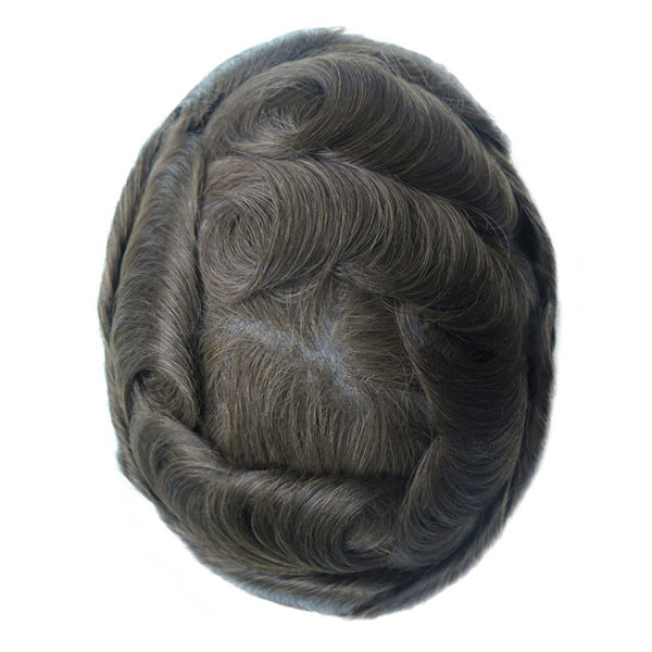 Men's Leather Hand Crochet V Needle Hairpiece Men's Wig