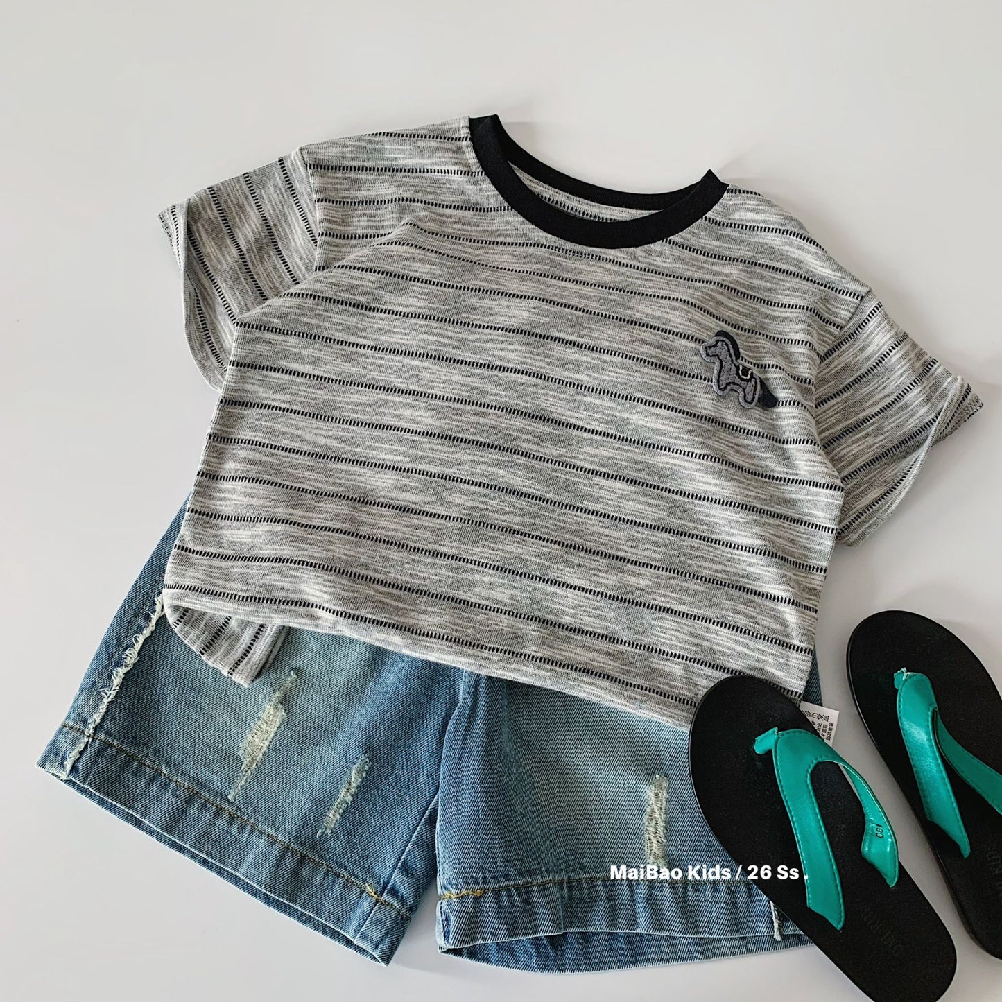 Children's Summer Korean Style Striped Pullover Thin Top Children's T-shirt