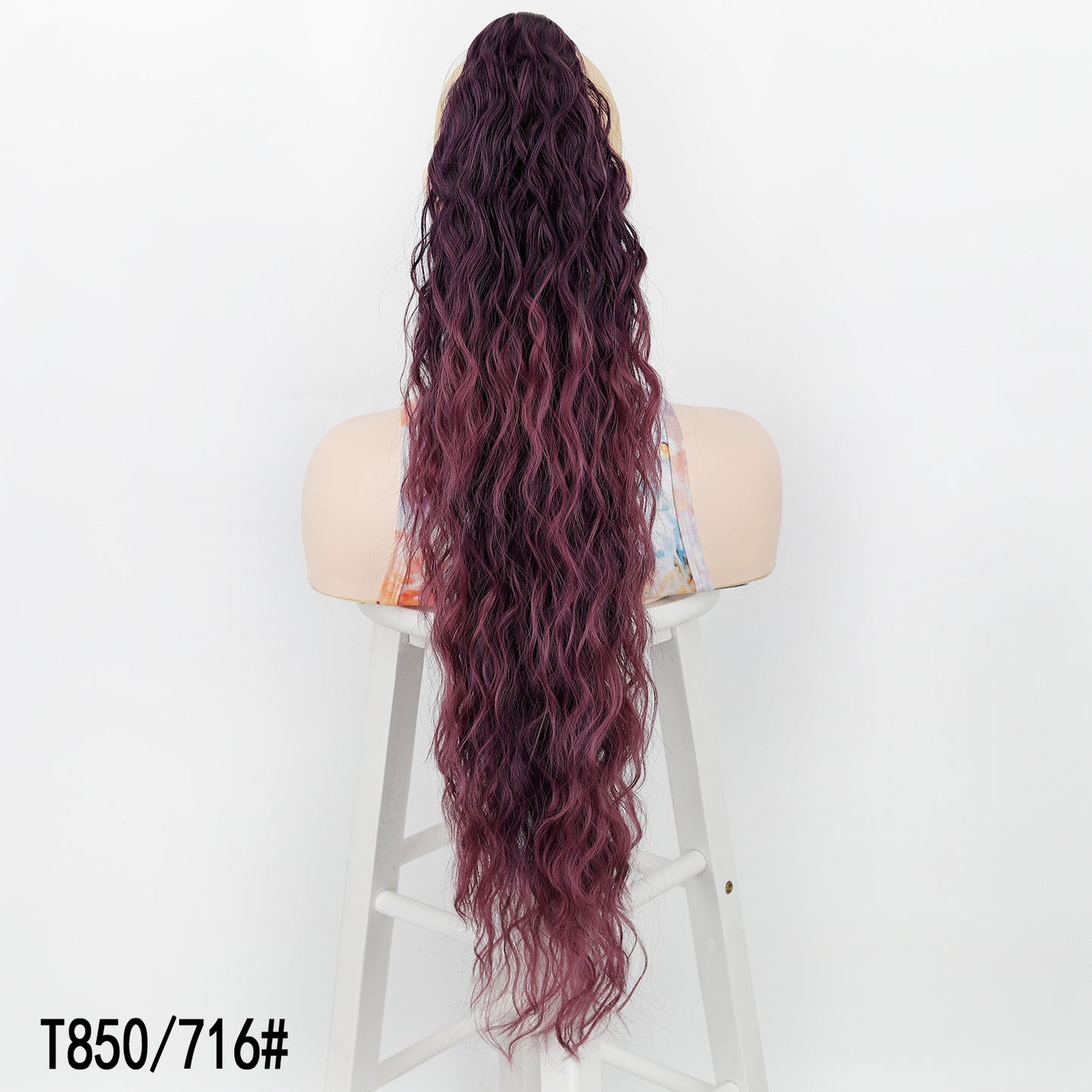 Women's Water Ripple Fluffy Long Curly Hair Chemical Fiber Silk Height Wig Ponytail
