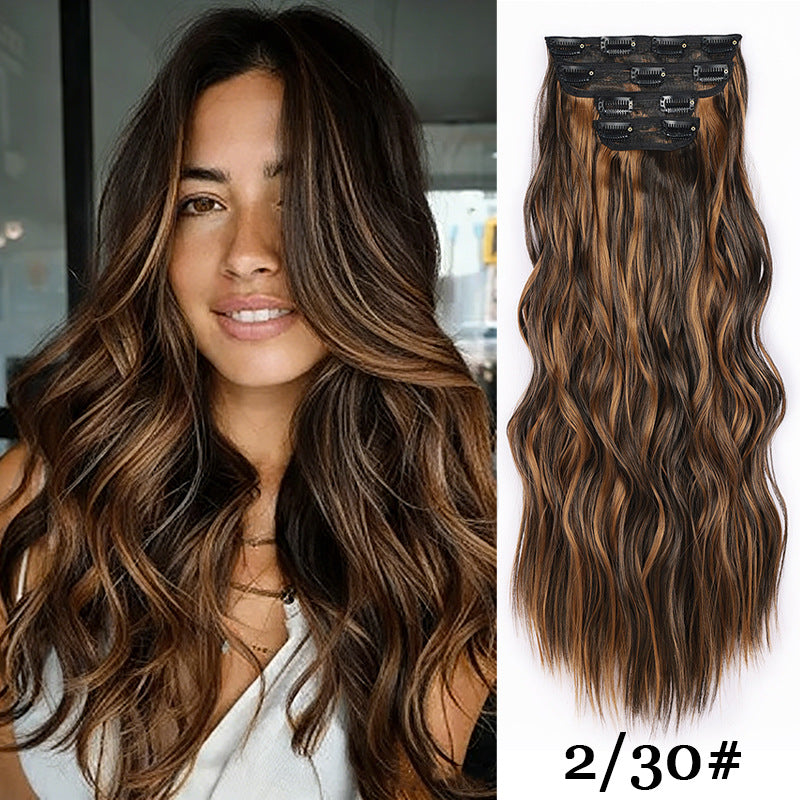 Hairpiece Clip Hair Extension Card Invisible Wig Long Curls
