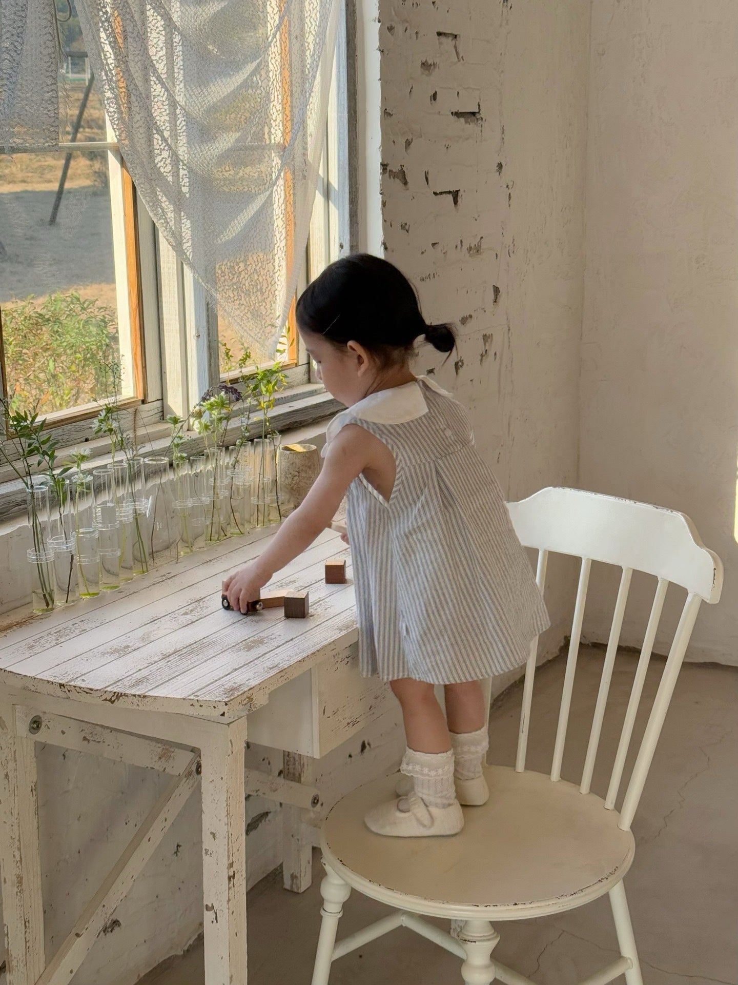 Summer Infant Korean Style Striped Sleeveless Children's Dress