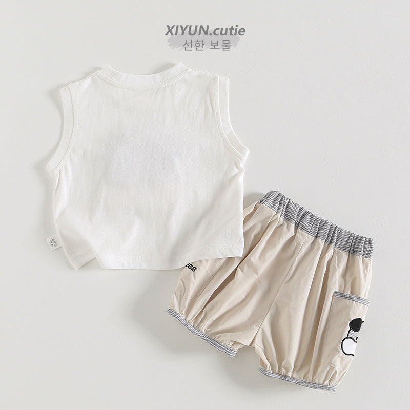 Children's Summer Sleeveless Trendy Fashion Clothes Boy Handsome Children's Suit