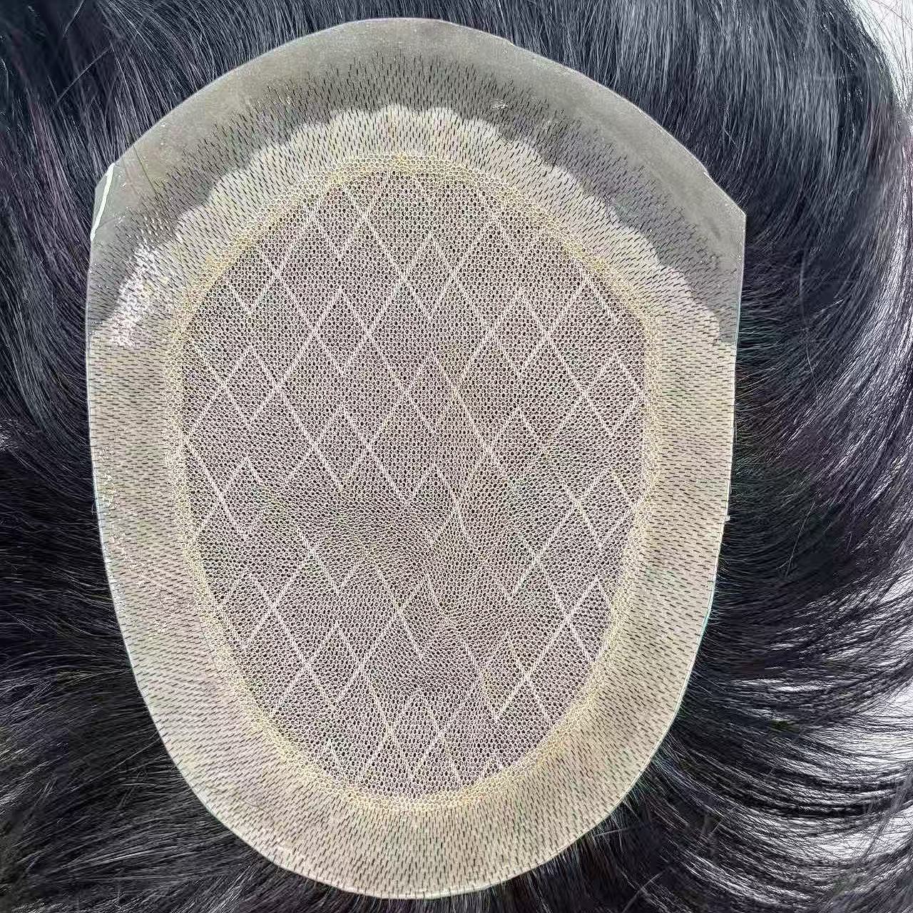Men's Film Delivery Needle Set Artificial Scalp Human Hair Real Top Men's Wig