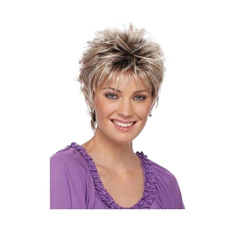 Women's Outside Fluffy Gradient One Piece Wig Short Curly Hair