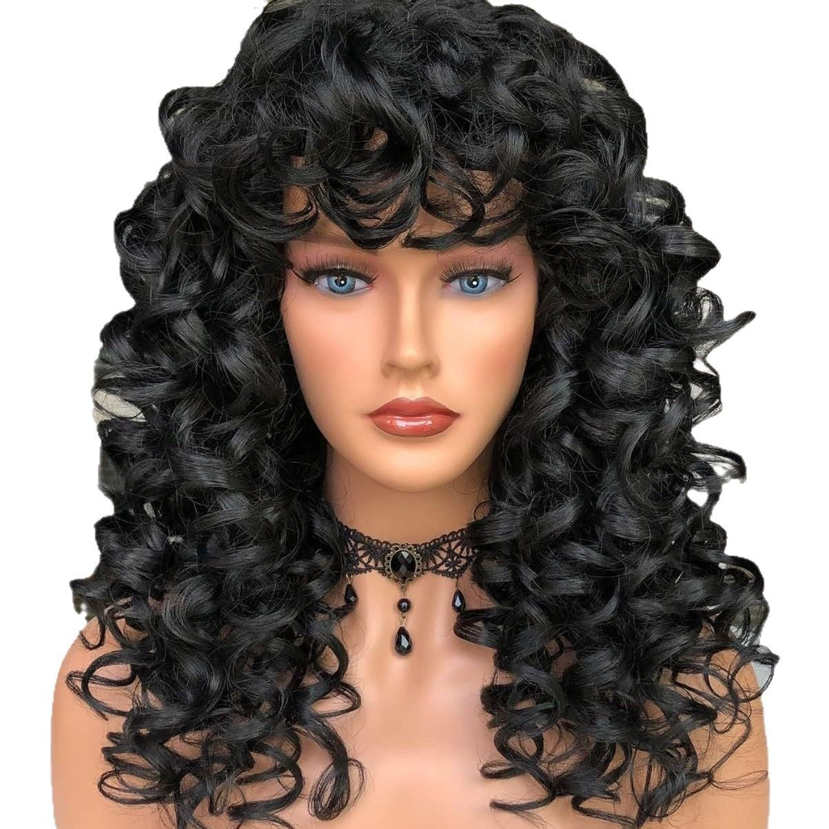 Women's African Small Volume Fiber Fluffy Short Wig Long Curls