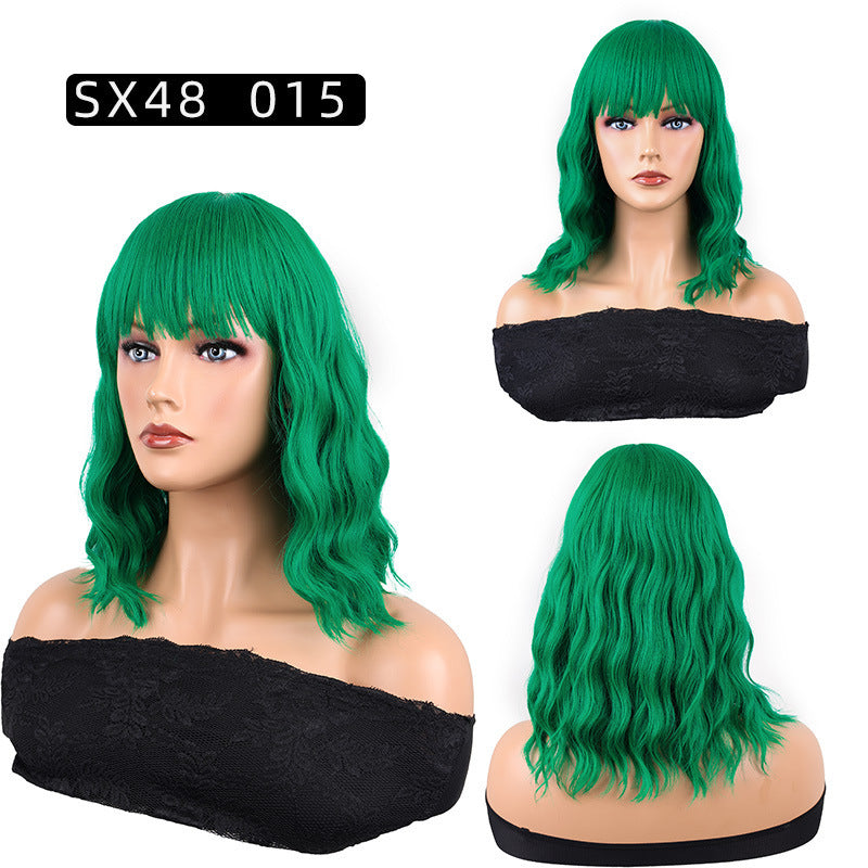 Corn Curler Headband Bangs Fiber Water Wig Short Curly Hair