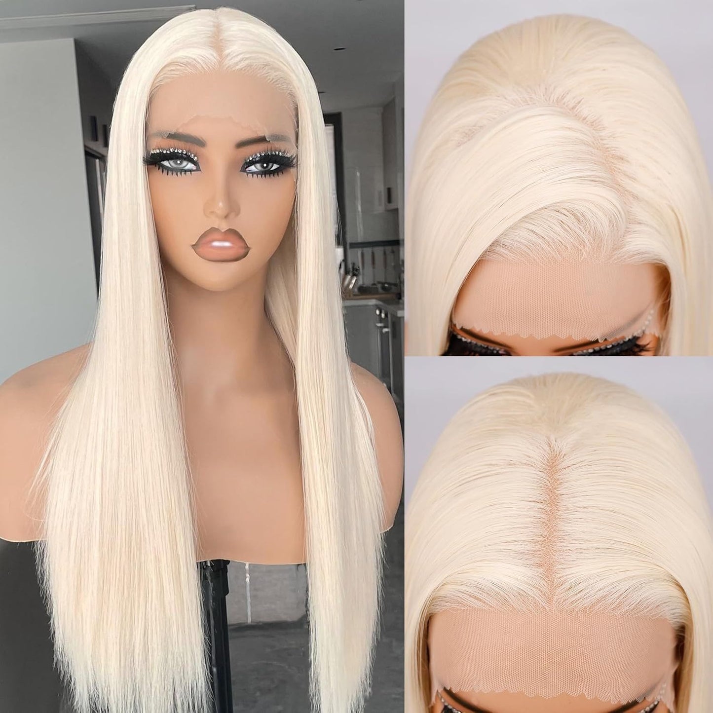 Fashion Mid-length Female Forehead Lace Fiber Long Straight Wig