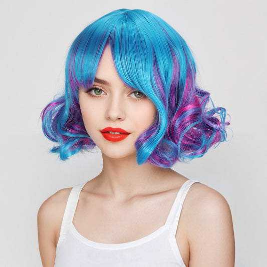Style Super Cute Lolita Fashion Colorful Curly Wig Short Straight Hair