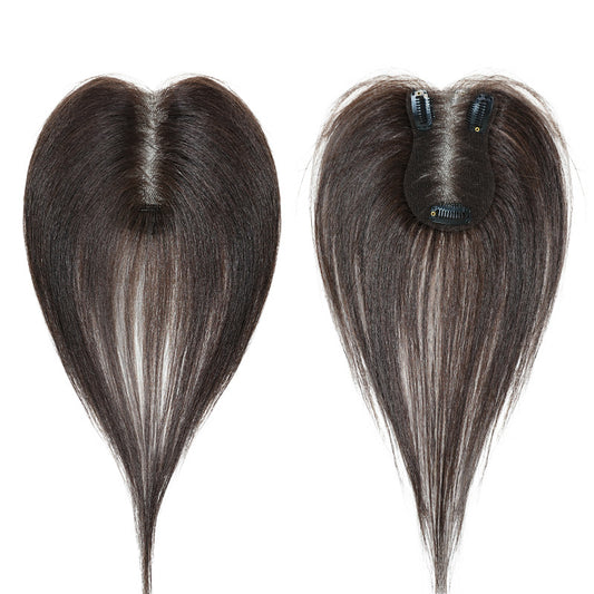 Extra Invisible Boundless Cover Gray French Bangs High Skull Top Wig