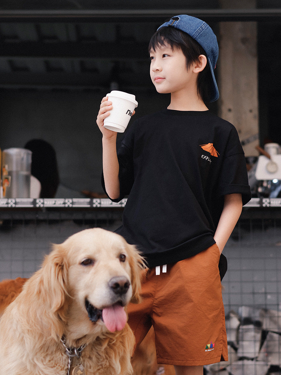 Children's Short-sleeved Summer Shirt Big Outdoor Camping Printed Children's T-shirt