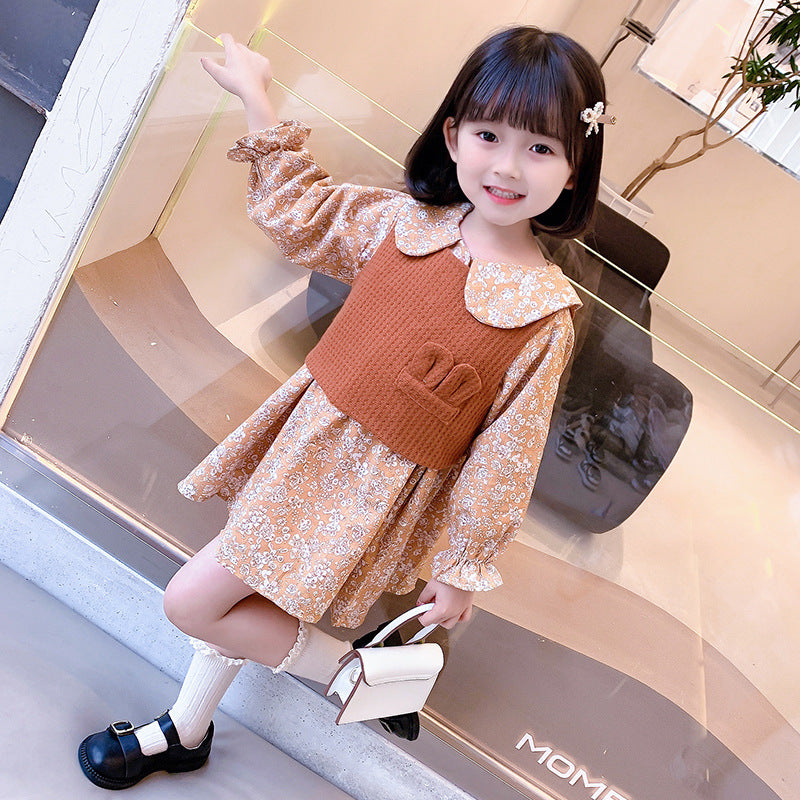 Children's Wool Vest Rabbit Ears Cotton Dress Little Two Children's Suit