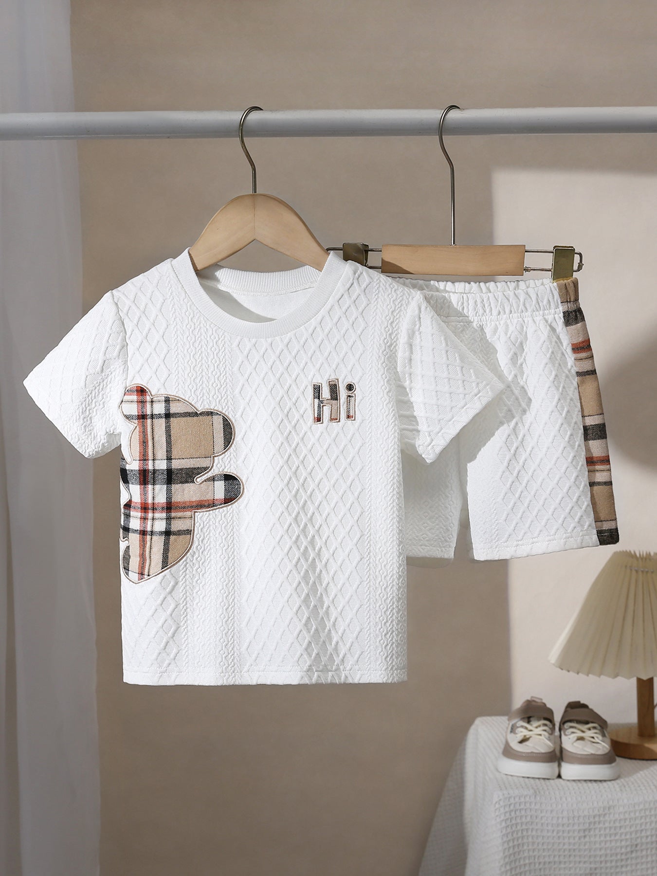 Children's Little Bear Cartoon Printed T-shirt Summer Loose Shorts Children's Suit