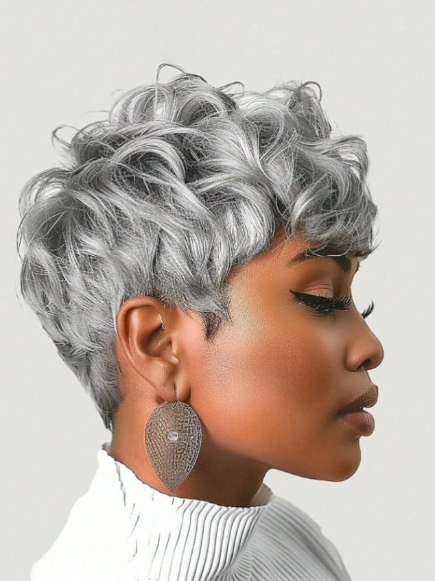 Women's African Roll Synthetic Wigs Rose Net Wig Short Curly Hair