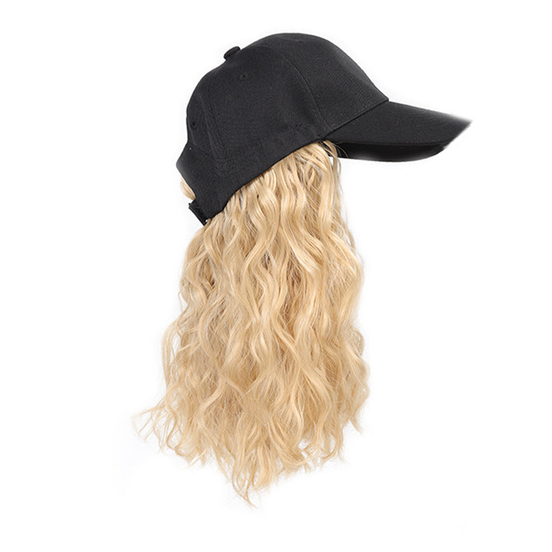 Hat Fashion Black Peaked Cap Corn Wig Short Curly Hair