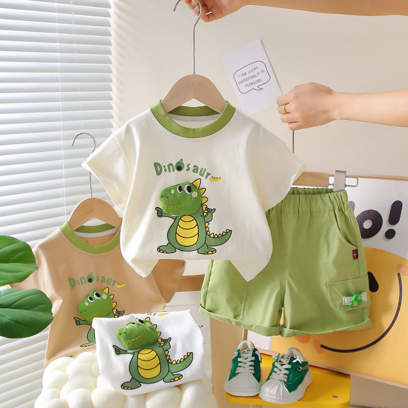 Children's Boys Summer Cartoon Short-sleeved Two-piece Fashionable Children's Suit