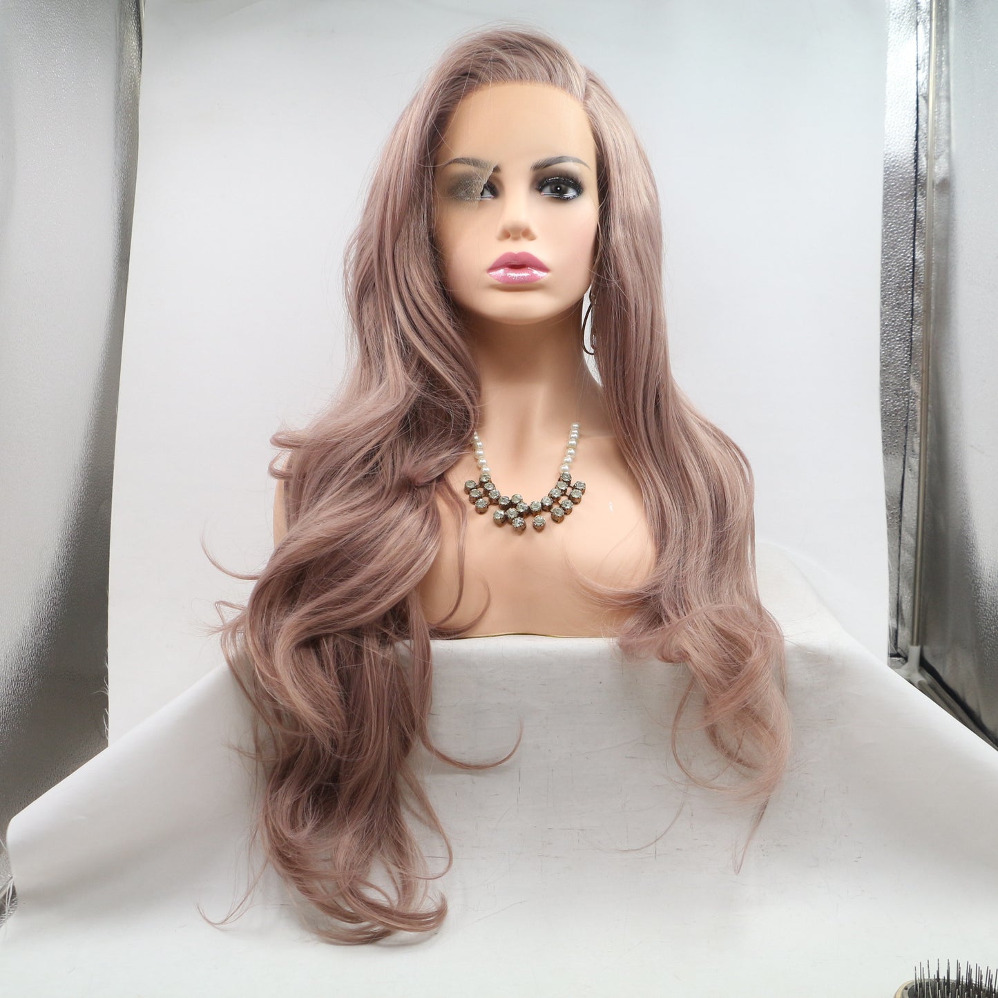 Forehead Lace Curly Hair Chemical Fiber Female Full Top Simulation Wig Long Curls