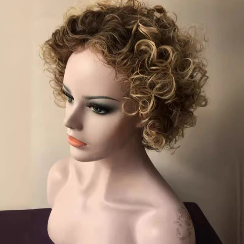 Women's Small Fiber Fashion Piece Of Wig Short Curly Hair
