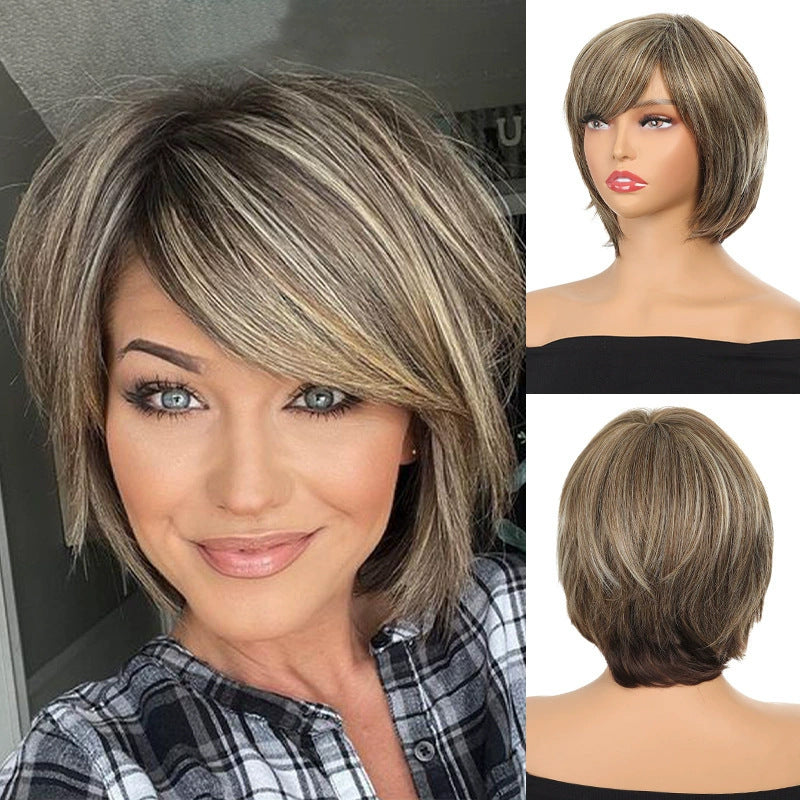Fashion Female African Fluffy Head Cover Chemical Fiber Wig Short Curly Hair