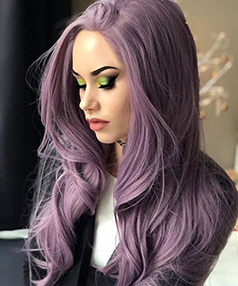 Female Medium Gradient Pink Curly Hair Wig Long Curls