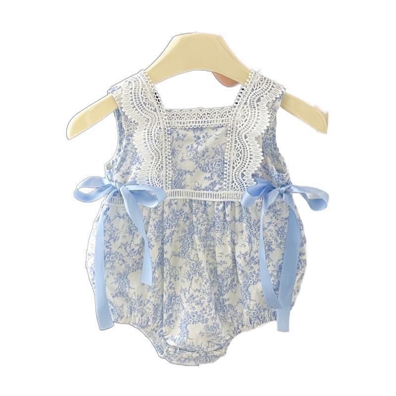 Summer Thin Western Style Cute Strap Floral Romper Jumpsuit, Climbing Suit