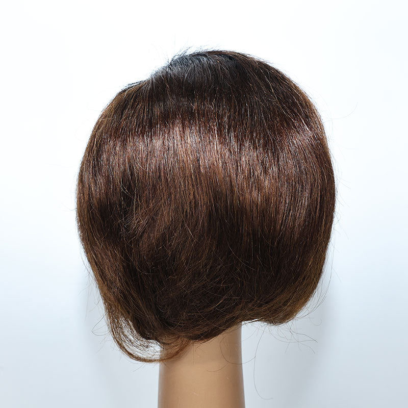 Full Black Head Natural Realistic Short Big Scalp Person Real Hair Wig