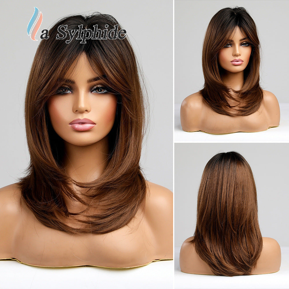 Innovative Women's Water Ripple Bangs Sheath Wig Short Curly Hair