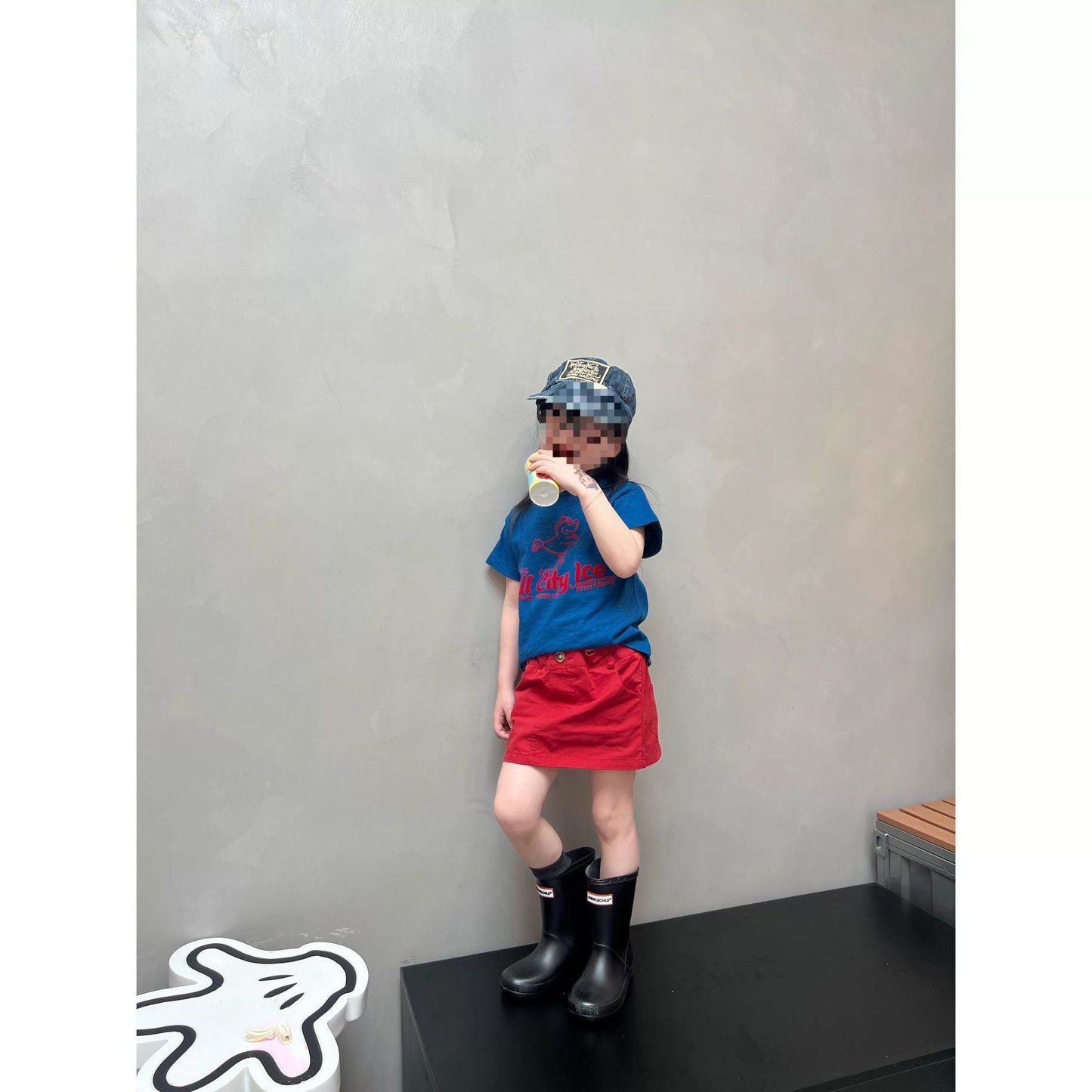 Summer Blue Cartoon Short Sleeve T-shirt Children's Suit