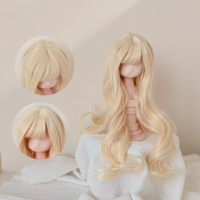 Silk Straight Bangs Long Curly Hair Dress Up Cos Wig