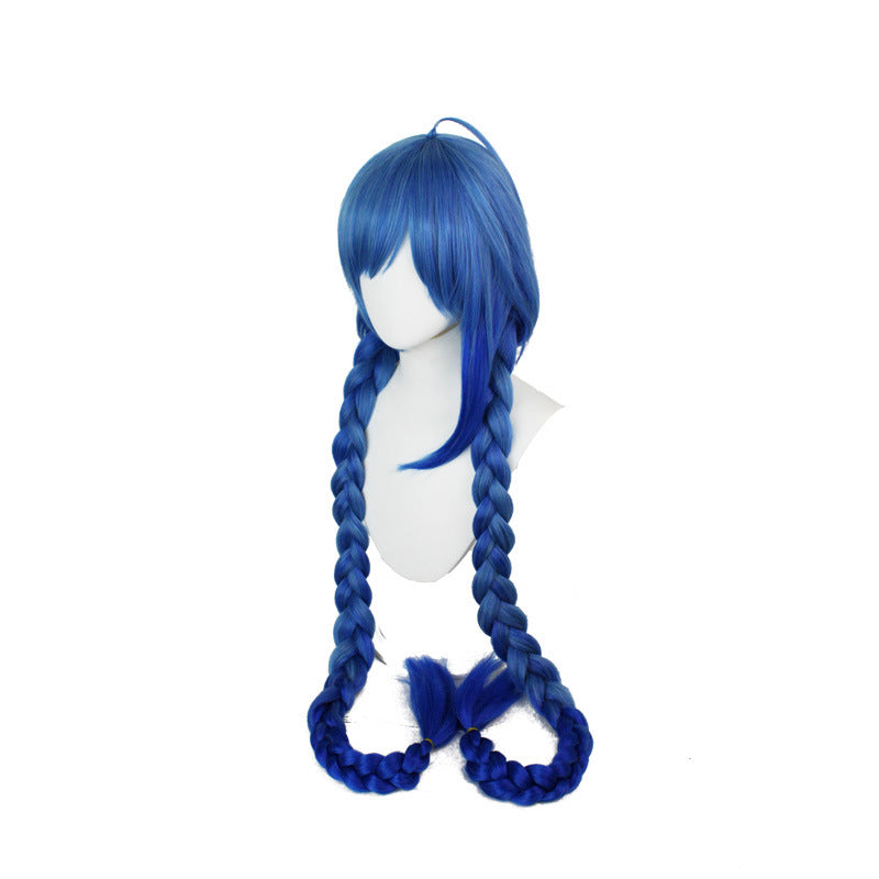 Witch Double Ponytail Style Plaits Cartoon Hair Blue Anime Cos Wig