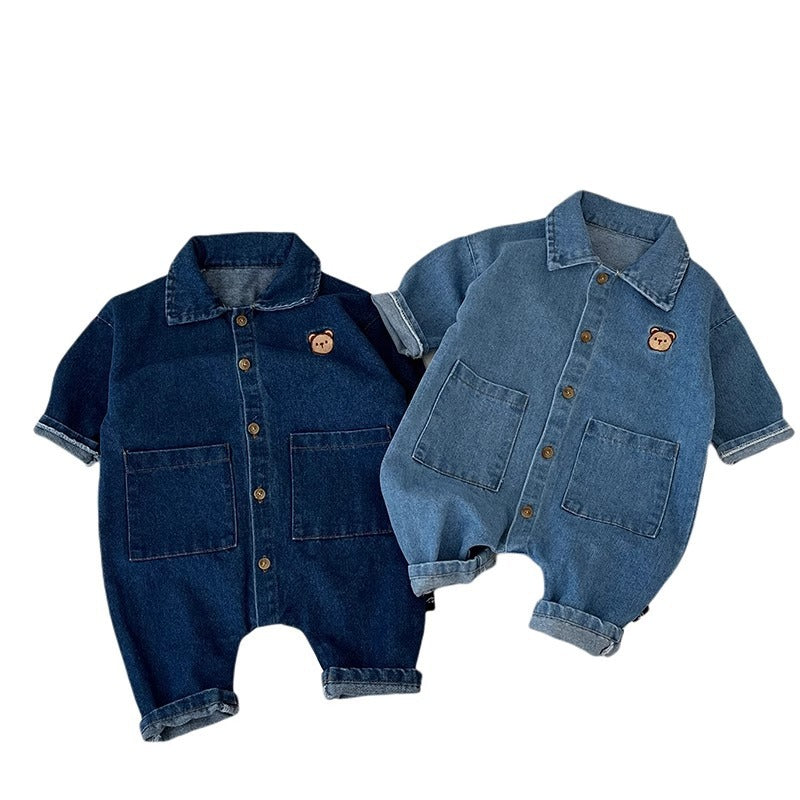 Women's & Men's Jumpsuit Denim Bear Infant Going Out Jumpsuit, Climbing Suit