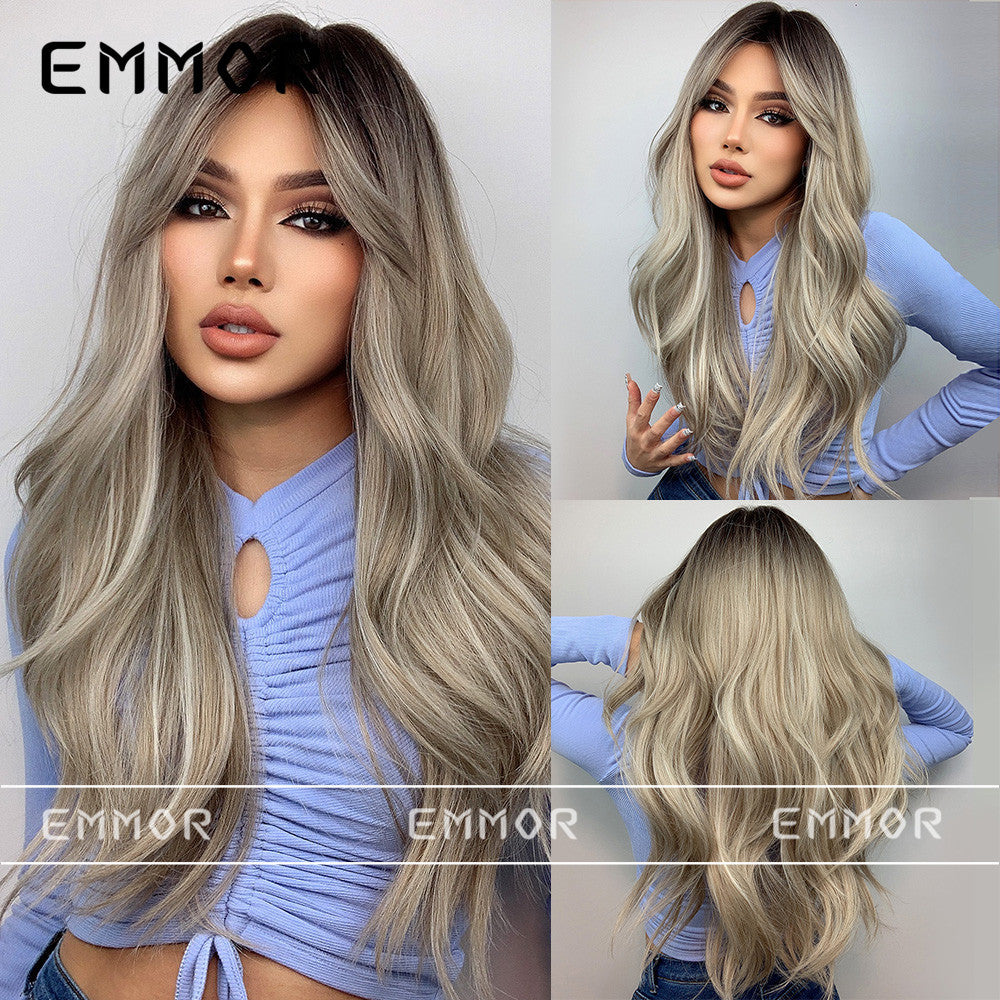 Women's Two-dimensional Animation Long Fluffy Fashion Makeup Big Wave Real Hair Wig