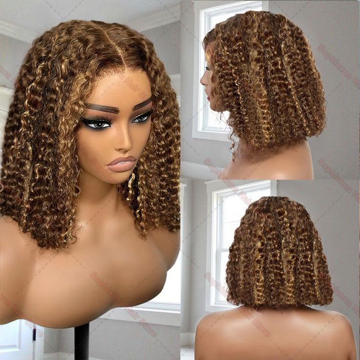 Hd Transparent Front Lace Fashion Head Cover Piano Color Wigs Wig Short Curly Hair