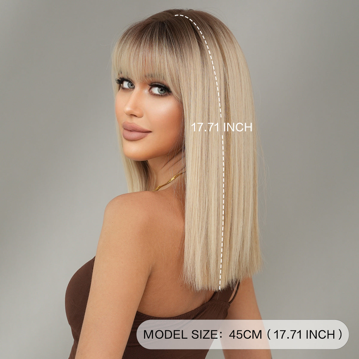 Women's High Quality For Bangs Linen Golden Wig Short Straight Hair