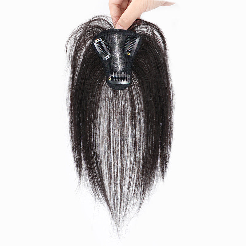 Women's Swiss Net Set Real Hair Head Top Cover White Supplementing Wig