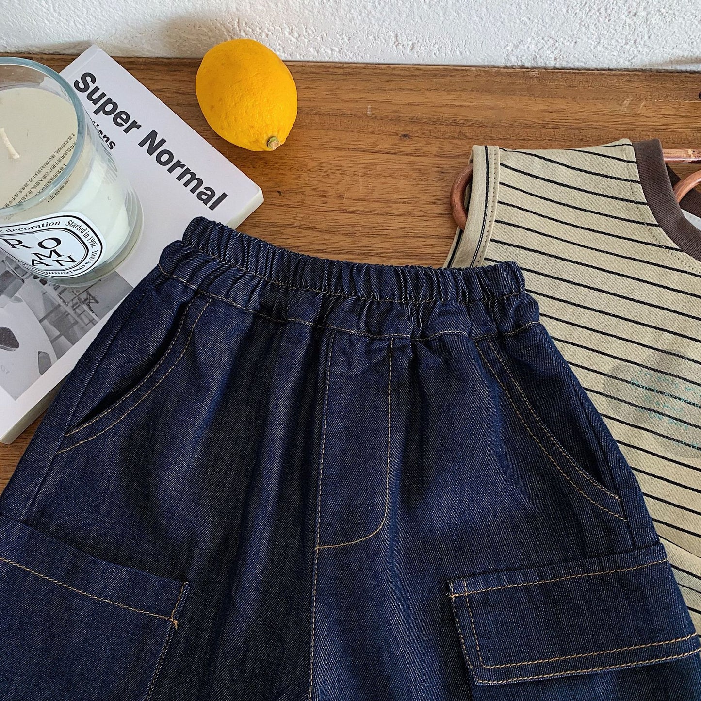 Children's Shorts Summer Pocket Denim Middle Loose Children's Pants