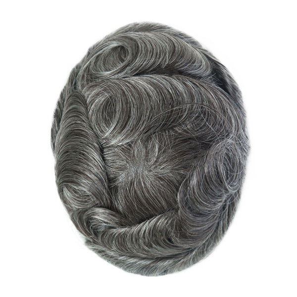 Men's Leather Hand Crochet V Needle Hairpiece Men's Wig