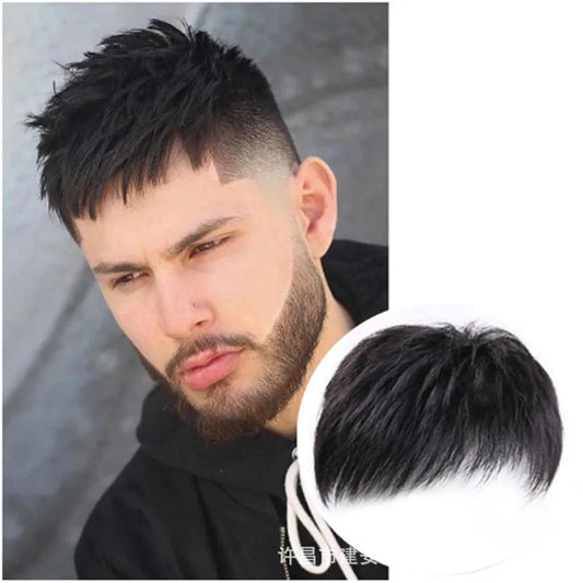 Men's Human Hair Covering Bald Breathable Comfortable Wig