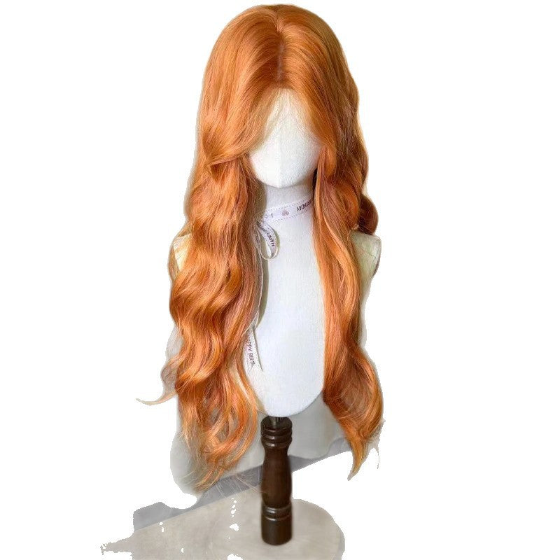 Caramel Warm Sun Orange Natural Simulation Hair Wig Long Curls