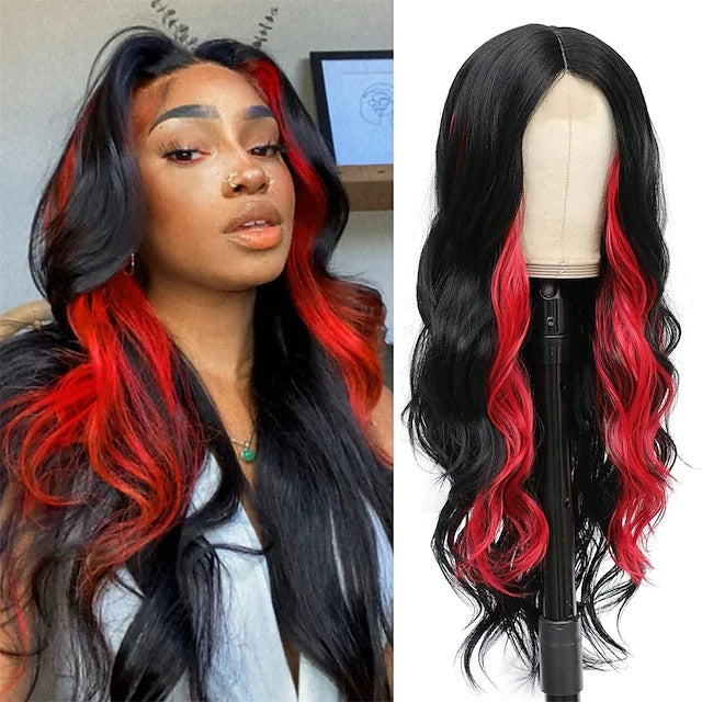 Women's Mixed Color Big Wave Roll Gradient Wig Long Curls
