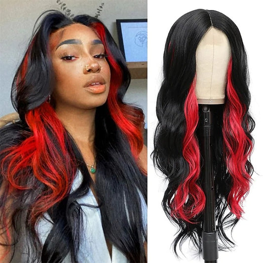 Women's Mixed Color Big Wave Roll Gradient Wig Long Curls
