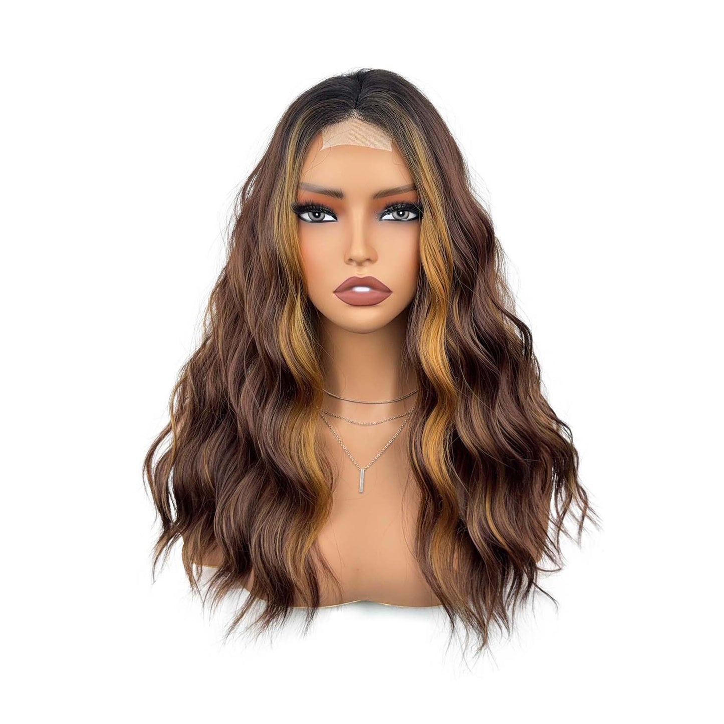 Fashion Black Forehead Lace Mid-length Small Wig Long Curls