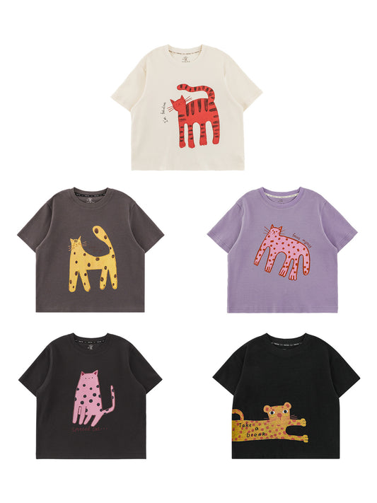 Cartoon Animal Print Short-sleeved Summer Top Soft Children's T-shirt